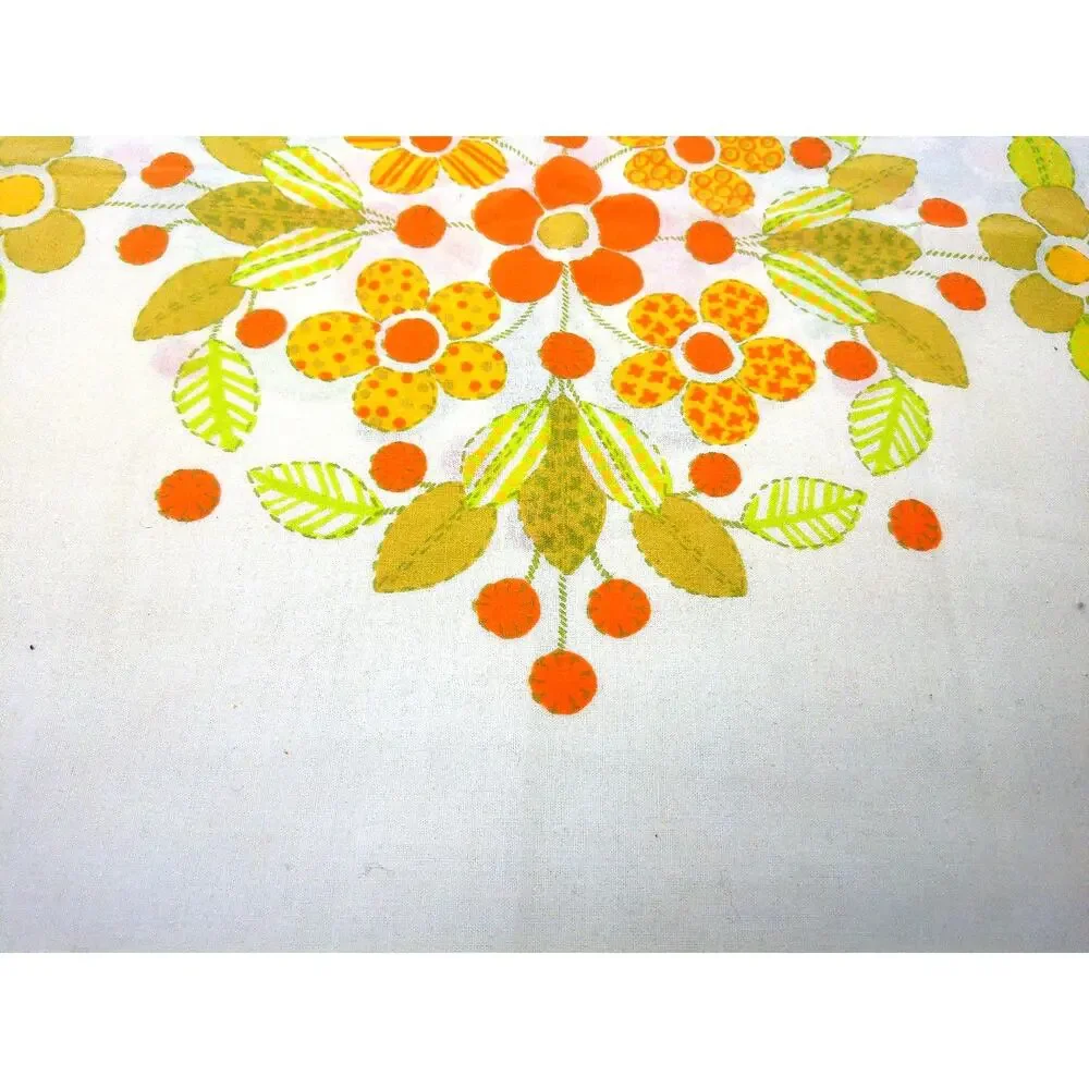 Vtg St Marys Retro Floral Pillowcase Orange Yellow Cotton Blend Made USA 42x36
